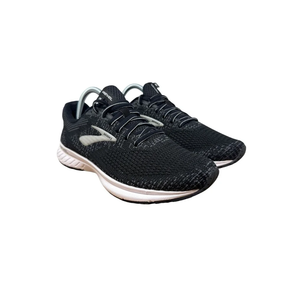 Brooks Revel 3 Running Shoes Womens 9.5 Black White Knit Sneakers 1203021B012